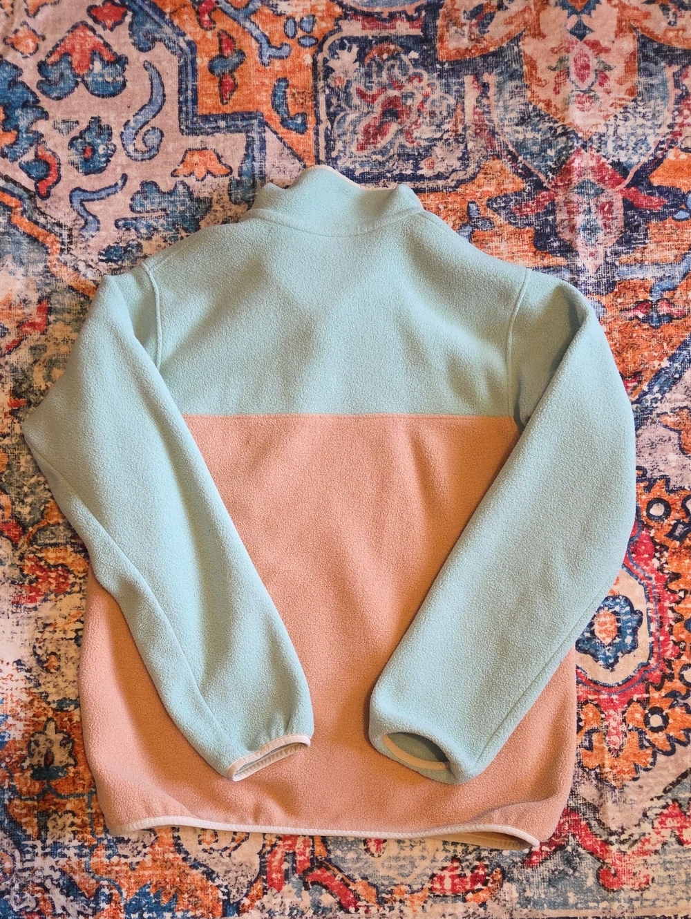Patagonia Mint Green/Peach Lightweight Synchilla Snap-T Pullover. Size M - Picture 2 of 8